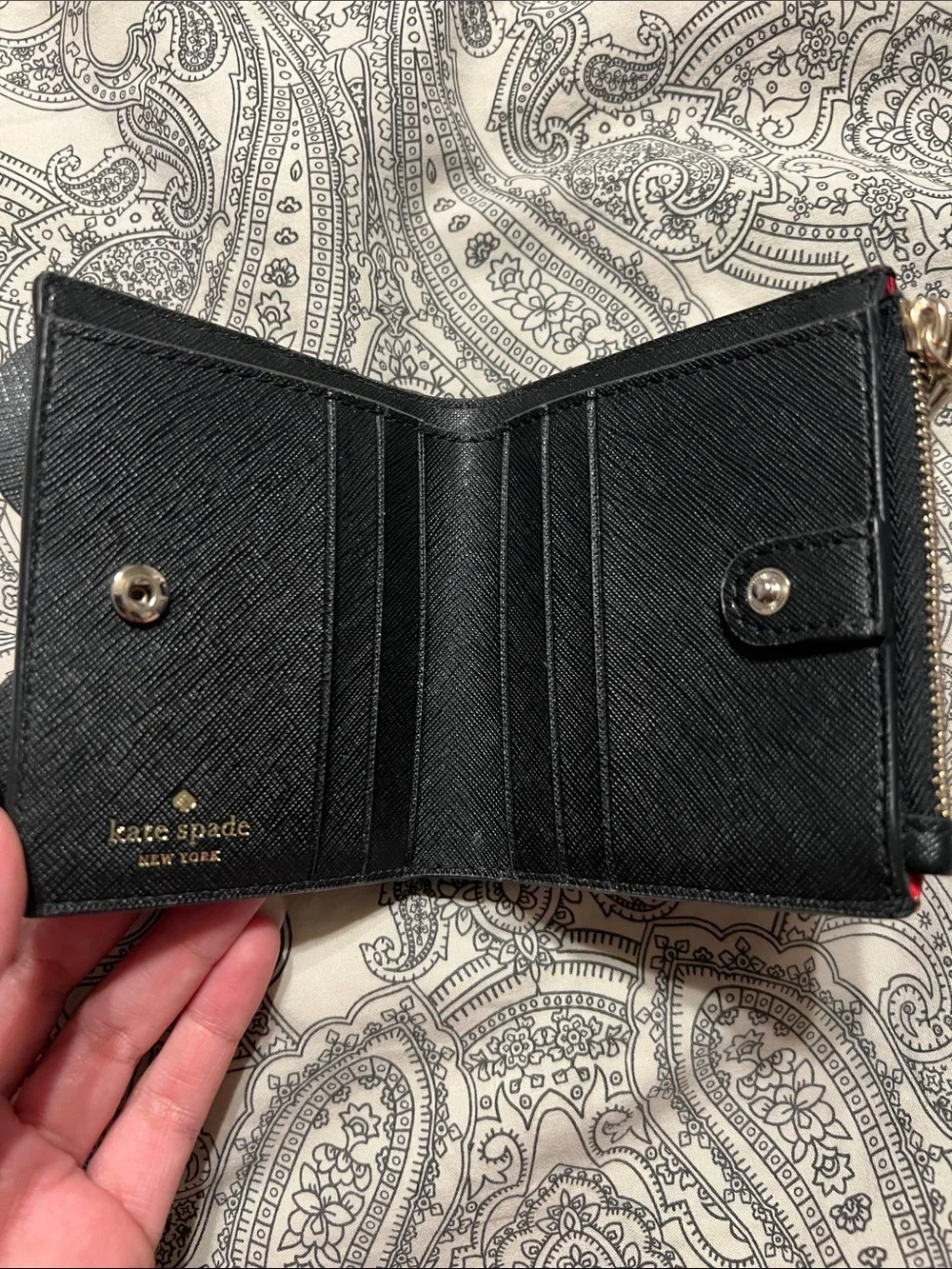 kate spade Black Wallet with Red Polka Dot Bow